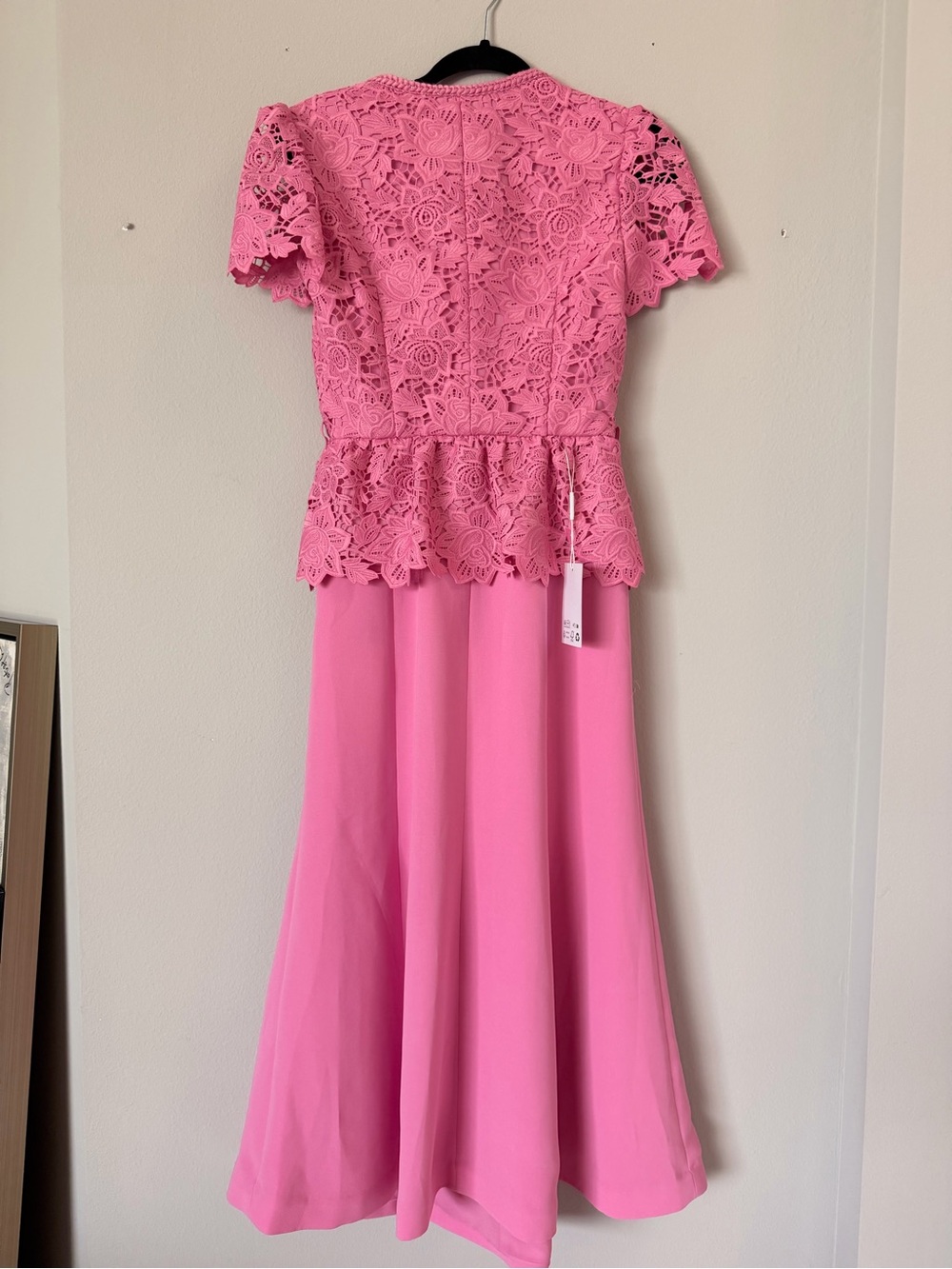 Self-Portrait Pink Lace Peplum Midi Dress - Picture 3 of 8